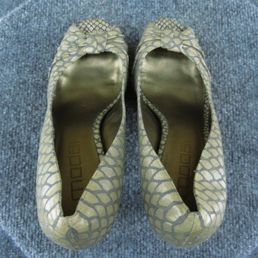 Moda Spana  Women Peep Toe Heel Shoes Size 8 Medium‎ Brown Leather